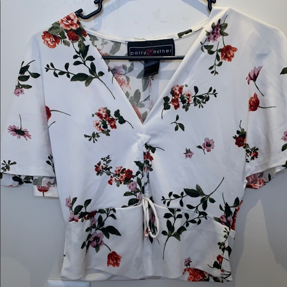 White flowered crop top